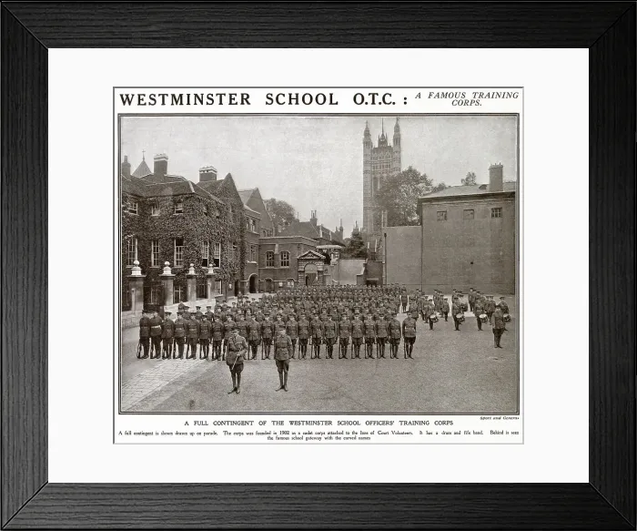 Framed Print : Officer Training Corps had begun in 1902, in the wake of the Second Boer War. Photograph showing a parade of training officers. Date: 1917 Framed Print : Officer Training Corps had begun in 1902, in the wake of the Second Boer War. Photograph showing a parade of training officers. Date: 1917