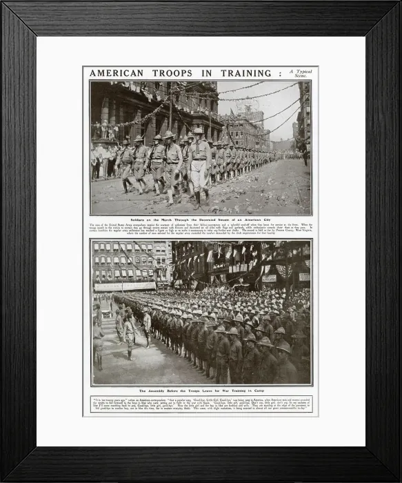Framed Print : American Troops Leaving for War Training Camp 1917 Framed Print : American Troops Leaving for War Training Camp 1917