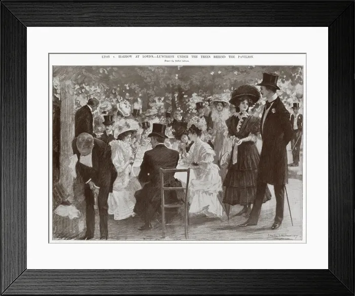 Framed Print : Luncheon under the trees behind the pavilion. Date: 1907 Framed Print : Luncheon under the trees behind the pavilion. Date: 1907
