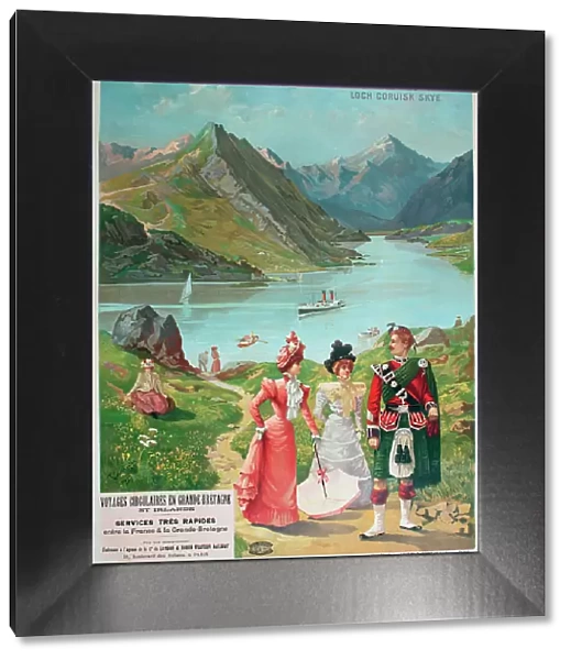 Poster, Scotland, Loch Coruisk, Skye, for travellers from France, via LNWR and Paris Orleans Railway. Date: circa 1895