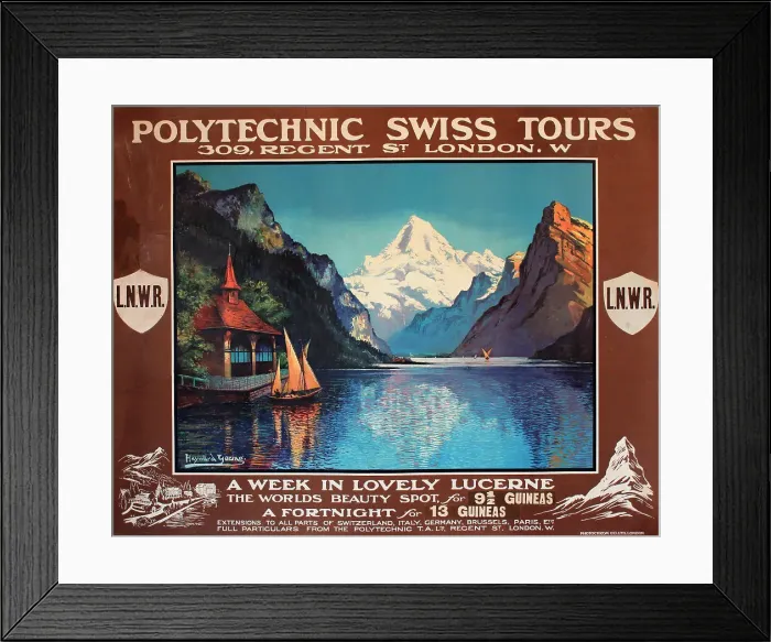Framed Print : Poster, Polytechnic Swiss Tours, A week in lovely Lucerne. Date: circa 1913 Framed Print : Poster, Polytechnic Swiss Tours, A week in lovely Lucerne. Date: circa 1913