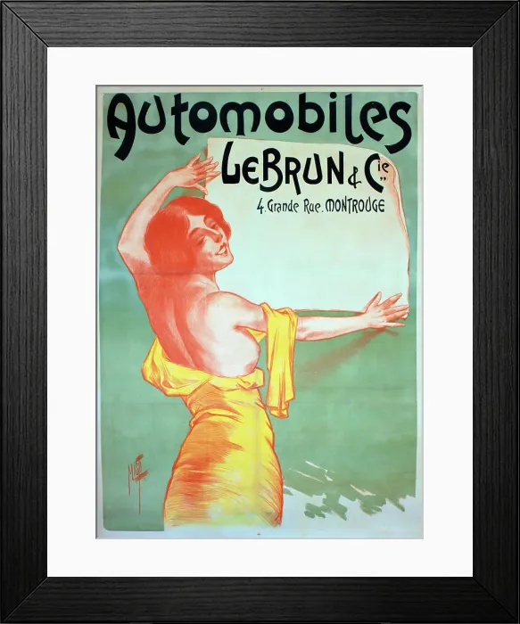 Framed Print : Poster, Automobiles Le Brun, 4 Grande Rue, Montrouge. Date: 1899 Framed Print : Poster, Automobiles Le Brun, 4 Grande Rue, Montrouge. Date: 1899