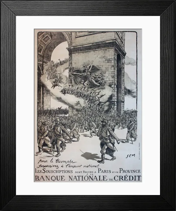 Framed Print : WW1 poster, Pour Le Triomphe, Souscrivez a l'emprunt national (for victory subscribe to the national war loan). Date: 1917 Framed Print : WW1 poster, Pour Le Triomphe, Souscrivez a l'emprunt national (for victory subscribe to the national war loan). Date: 1917