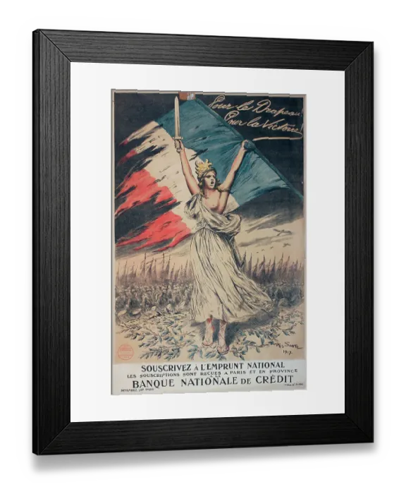 Framed Print : WW1 poster, Souscrivez a l'Emprunt National - Pour le Drapeau! Pour la Victoire! (Subscribe to the National War Loan - For the Flag! For Victory!) Date: 1917 Framed Print : WW1 poster, Souscrivez a l'Emprunt National - Pour le Drapeau! Pour la Victoire! (Subscribe to the National War Loan - For the Flag! For Victory!) Date: 1917