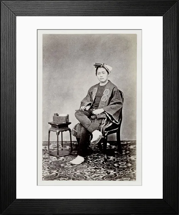 Framed Print : Early portrait, seated man, Japan Framed Print : Early portrait, seated man, Japan
