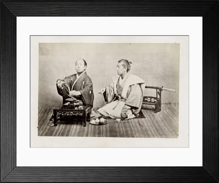 Framed Print : Early Japanese portrait: two men, ceremony Framed Print : Early Japanese portrait: two men, ceremony
