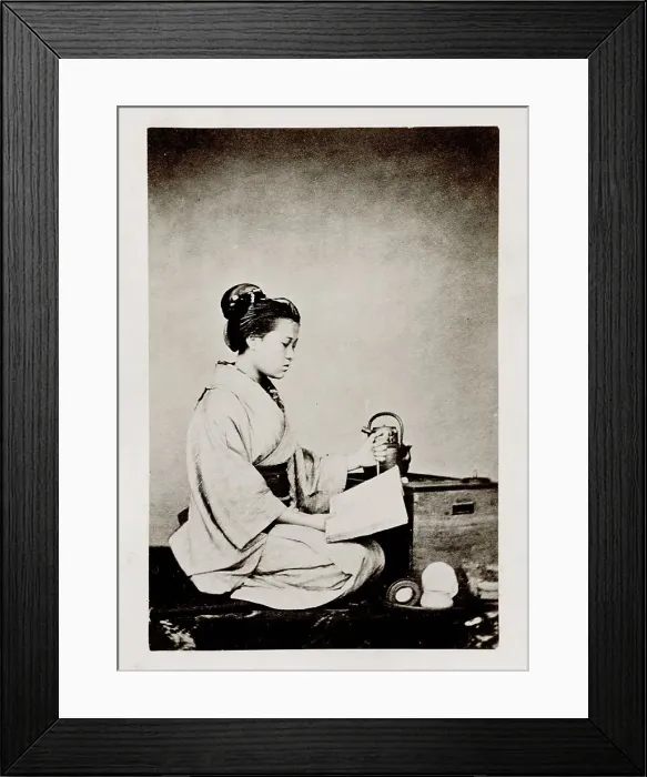 Framed Print : Early Japanese portrait: woman reading Framed Print : Early Japanese portrait: woman reading
