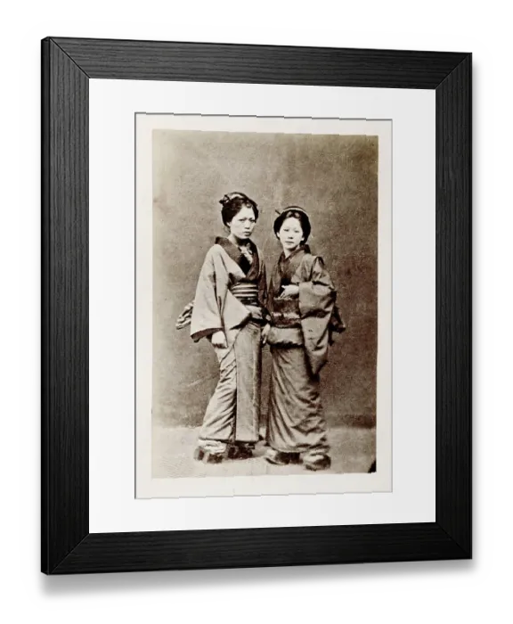 Framed Print : Early Japanese portrait: two young women Framed Print : Early Japanese portrait: two young women