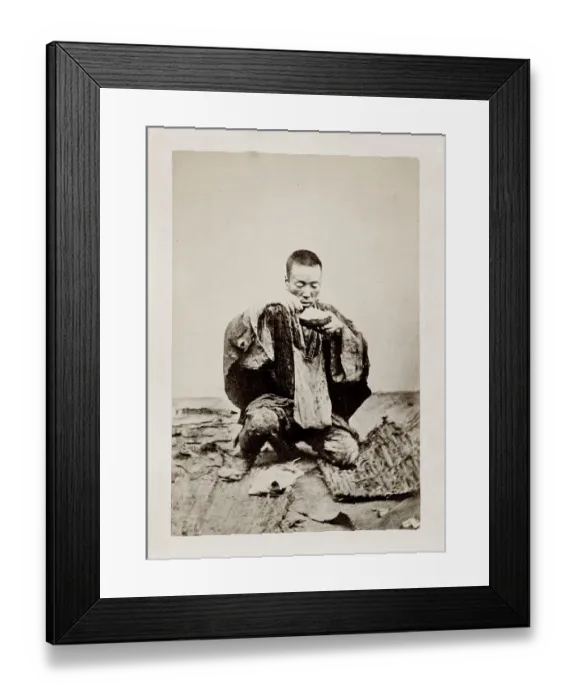 Framed Print : Early Japanese portrait: man eating rice Framed Print : Early Japanese portrait: man eating rice