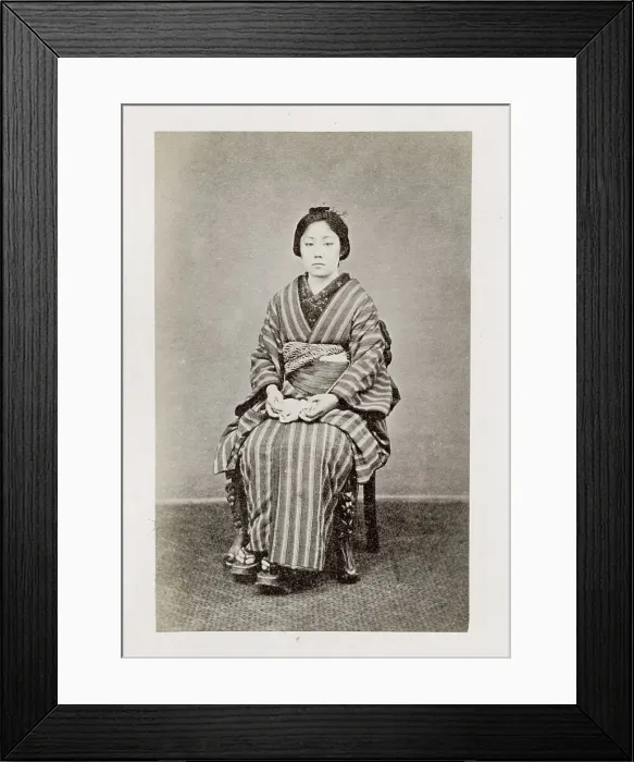 Framed Print : Early Japanese portrait: seated woman Framed Print : Early Japanese portrait: seated woman