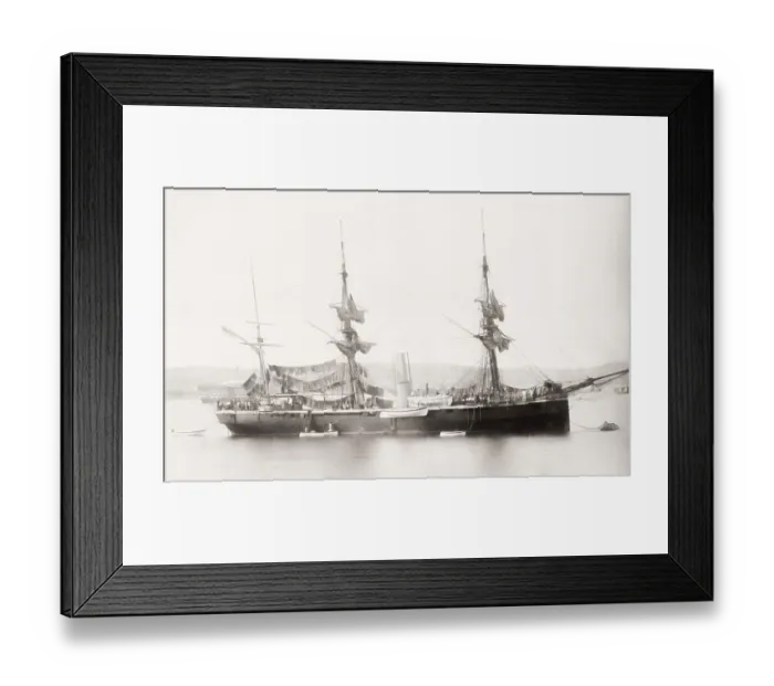 Framed Print : Ship at anchor, Plymouth, dated 1882 Framed Print : Ship at anchor, Plymouth, dated 1882
