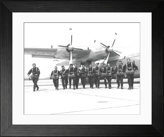 Framed Print : Sky divers belonging to the RAF Falcons freefall team, taking part in an activity in France, with a large aircraft in the background. Date: 1965 Framed Print : Sky divers belonging to the RAF Falcons freefall team, taking part in an activity in France, with a large aircraft in the background. Date: 1965