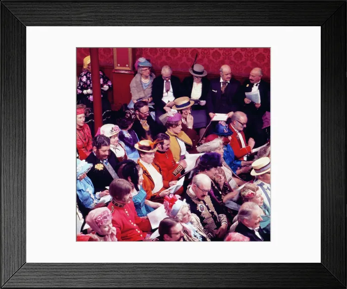 Framed Print : The audience of the Old Time Music Hall TV show, entitled The Good Old Days, filmed at the City Varieties in Leeds. Dressed in Victorian and Edwardian costume, they were an integral part of the show. Date: 1960s Framed Print : The audience of the Old Time Music Hall TV show, entitled The Good Old Days, filmed at the City Varieties in Leeds. Dressed in Victorian and Edwardian costume, they were an integral part of the show. Date: 1960s