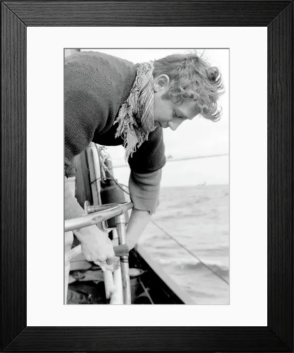 Framed Print : Life on a North Sea trawler - man at work on deck. Date: 1960s Framed Print : Life on a North Sea trawler - man at work on deck. Date: 1960s