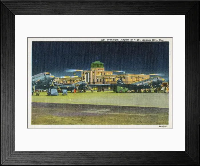 Framed Print : Municipal Airport at Night, Kansas City, Missouri, USA Framed Print : Municipal Airport at Night, Kansas City, Missouri, USA