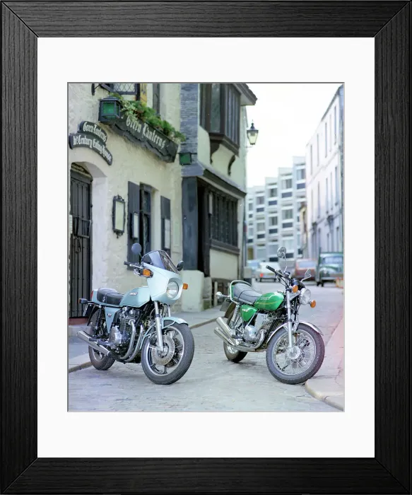Framed Print : Kawasaki Z 1000 Z1-R and KH 400 motorbikes Framed Print : Kawasaki Z 1000 Z1-R and KH 400 motorbikes