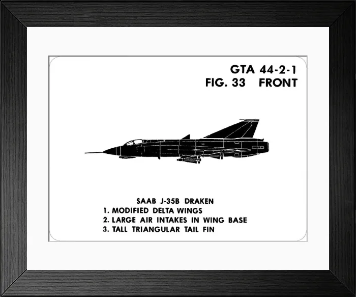 Framed Print : 33 SAAB J35B Draken Framed Print : 33 SAAB J35B Draken