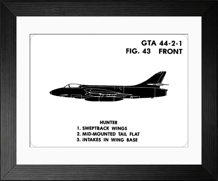 Framed Print : 43 Hunter. Hawker Hunter FGA.9. This is one of the series of Graphics Training Aids Framed Print : 43 Hunter. Hawker Hunter FGA.9. This is one of the series of Graphics Training Aids