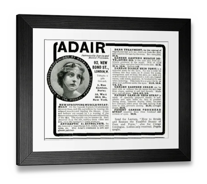 Framed Print : Advert, Adair Medical Muscle Strapping Head Brace Framed Print : Advert, Adair Medical Muscle Strapping Head Brace