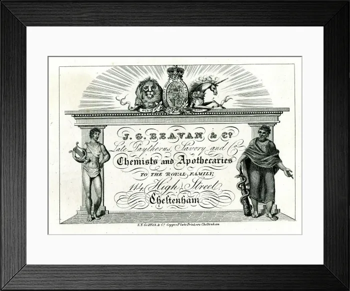 Framed Print : Advert, J G Beavan & Co, Chemists and Apothecaries Framed Print : Advert, J G Beavan & Co, Chemists and Apothecaries