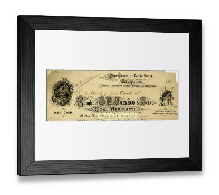 Framed Print : S B Jackson & Son, Coal Merchants, Liverpool Framed Print : S B Jackson & Son, Coal Merchants, Liverpool