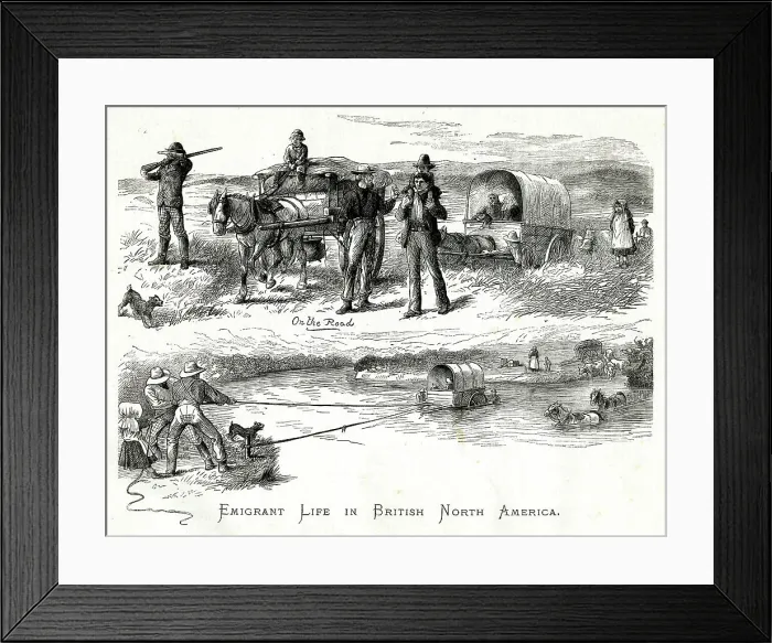 Framed Print : Emigrant Life in British North America, Canadian settlers Framed Print : Emigrant Life in British North America, Canadian settlers