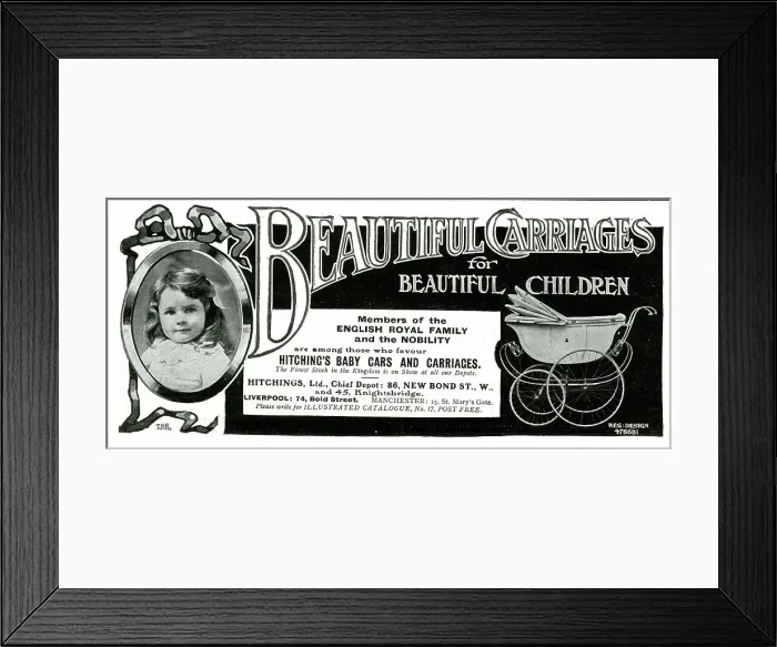 Framed Print : Advert, Hitching's baby carriages and prams Framed Print : Advert, Hitching's baby carriages and prams