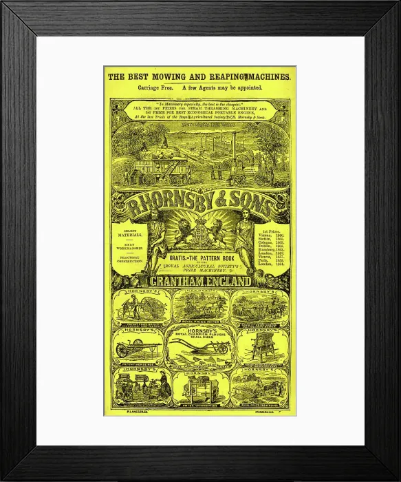 Framed Print : Advert, R Hornsby & Sons, mowing and reaping machines Framed Print : Advert, R Hornsby & Sons, mowing and reaping machines