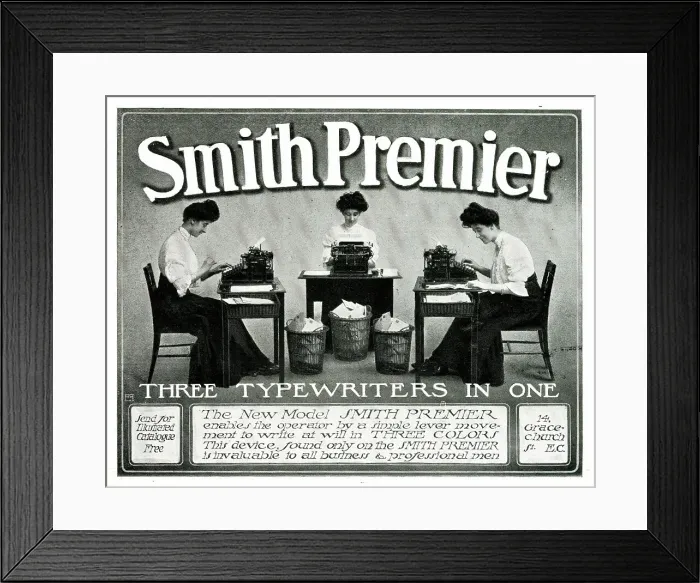 Framed Print : Advert, Smith Premier, Three Typewriters in One