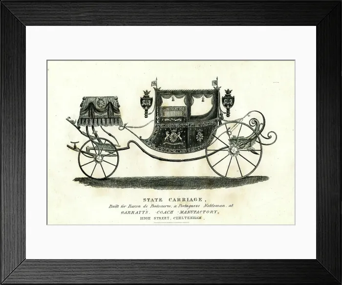Framed Print : State Carriage, Garratt's Coach Manufactory, Cheltenham Framed Print : State Carriage, Garratt's Coach Manufactory, Cheltenham