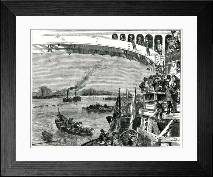 Framed Print : University Boat Race, sketch at Barnes Bridge Framed Print : University Boat Race, sketch at Barnes Bridge