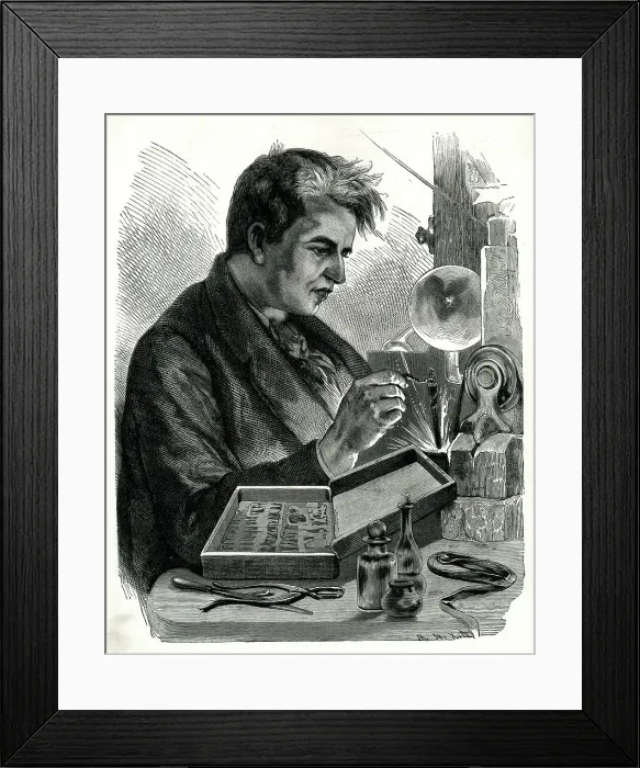 Framed Print : Thomas Edison, American inventor, at work Framed Print : Thomas Edison, American inventor, at work
