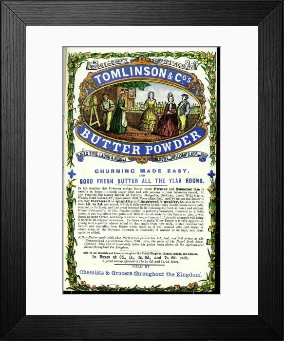 Framed Print : Advert, Tomlinson & Co's Butter Powder Framed Print : Advert, Tomlinson & Co's Butter Powder