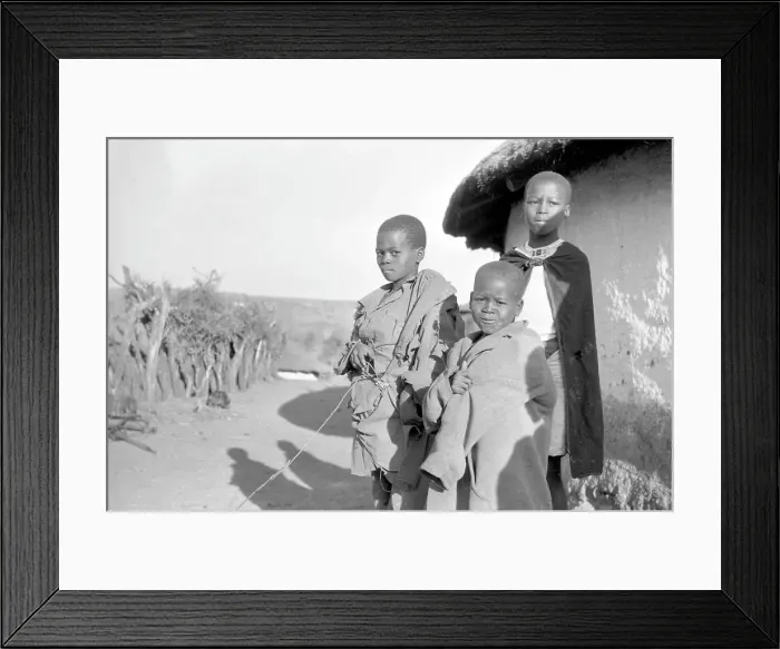 Framed Print : Zulu village: with villagers Framed Print : Zulu village: with villagers