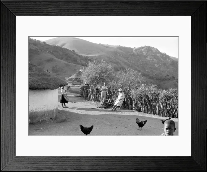 Framed Print : Zulu village: with villagers Framed Print : Zulu village: with villagers