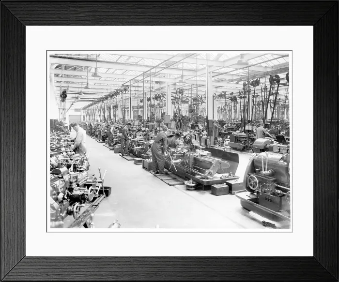 Framed Print : Machining workshop for engine component production Framed Print : Machining workshop for engine component production