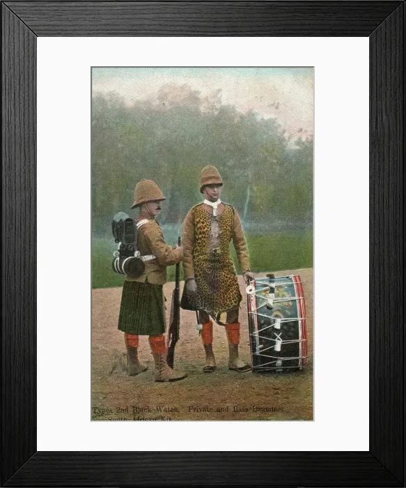 Framed Print : 2nd Black Watch Private and Bass Drummer South African Kit Framed Print : 2nd Black Watch Private and Bass Drummer South African Kit