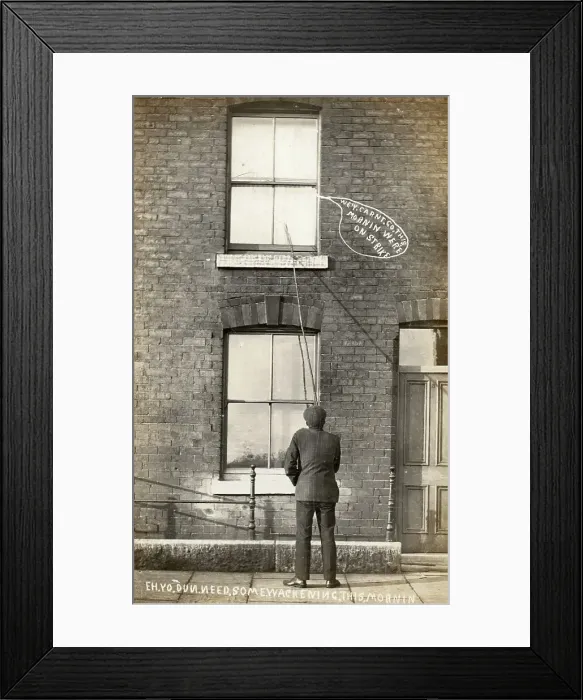 Framed Print : Lancashire Cotton town Knocker Up Framed Print : Lancashire Cotton town Knocker Up
