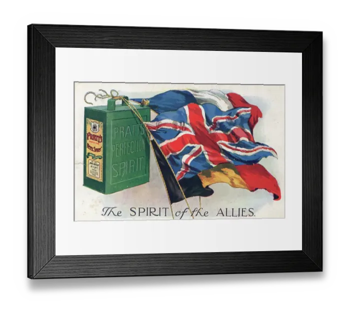 Framed Print : World War 1 patriotic advert for Pratts Motor Spirit Framed Print : World War 1 patriotic advert for Pratts Motor Spirit
