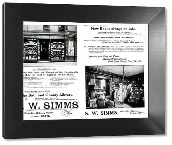 Advert for S. W. Simms, Booksellers and Stationers, Bath