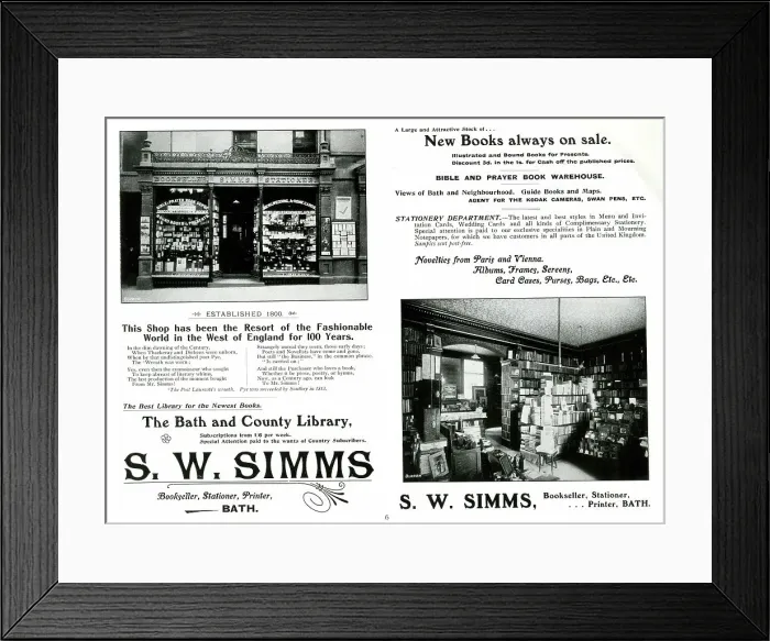 Framed Print : Advert for S. W. Simms, Booksellers and Stationers, Bath Framed Print : Advert for S. W. Simms, Booksellers and Stationers, Bath