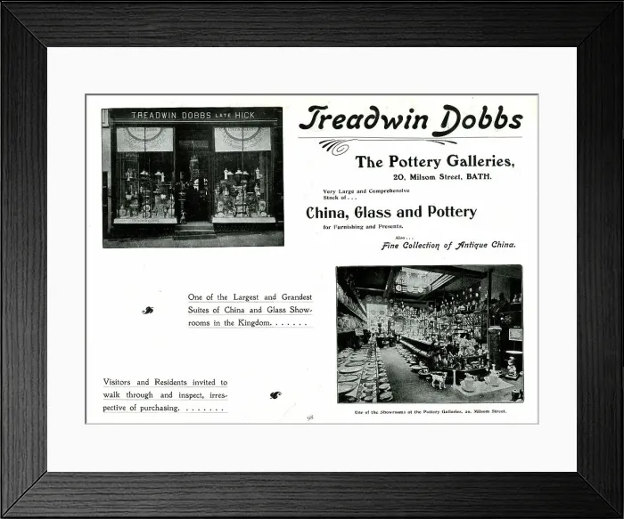 Framed Print : Advert for Treadwin Dobbs, The Pottery Galleries, Bath Framed Print : Advert for Treadwin Dobbs, The Pottery Galleries, Bath