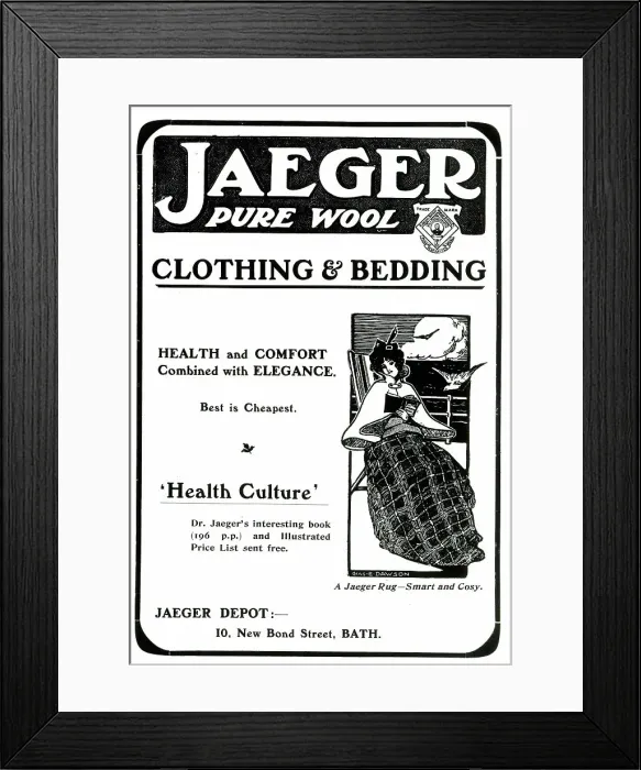 Framed Print : Advert for Jaeger Pure Wool, New Bond Street, Bath Framed Print : Advert for Jaeger Pure Wool, New Bond Street, Bath