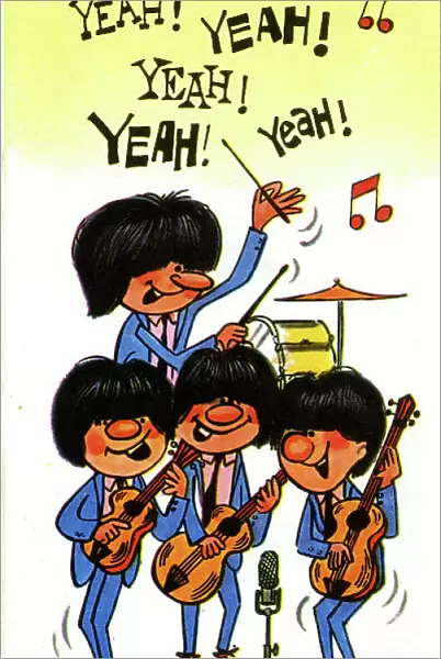 Birthday card, The Beatles caricature