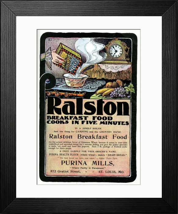 Framed Print : Advert, Purina Mills, Ralston Breakfast Food Framed Print : Advert, Purina Mills, Ralston Breakfast Food