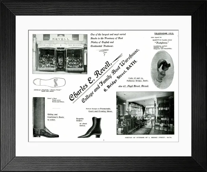 Framed Print : Advert for Charles E. Revell, Boot Warehouse, Bath Framed Print : Advert for Charles E. Revell, Boot Warehouse, Bath