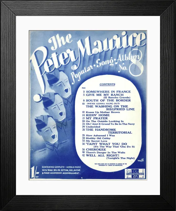 Framed Print : Music cover, The Peter Maurice Popular Song Album Framed Print : Music cover, The Peter Maurice Popular Song Album