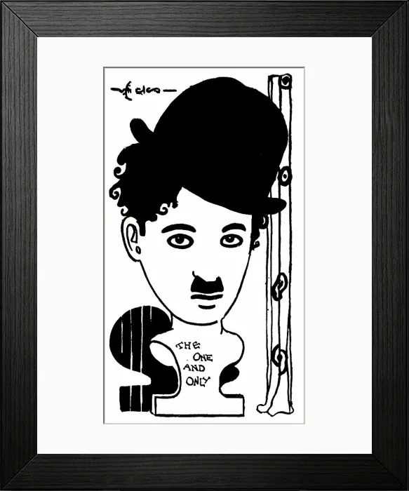 Framed Print : Charlie Chaplin caricature - The One and Only Framed Print : Charlie Chaplin caricature - The One and Only