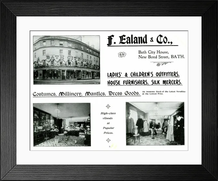 Framed Print : Advert for F. Ealand & Co, Clothing and Millinery, Bath Framed Print : Advert for F. Ealand & Co, Clothing and Millinery, Bath