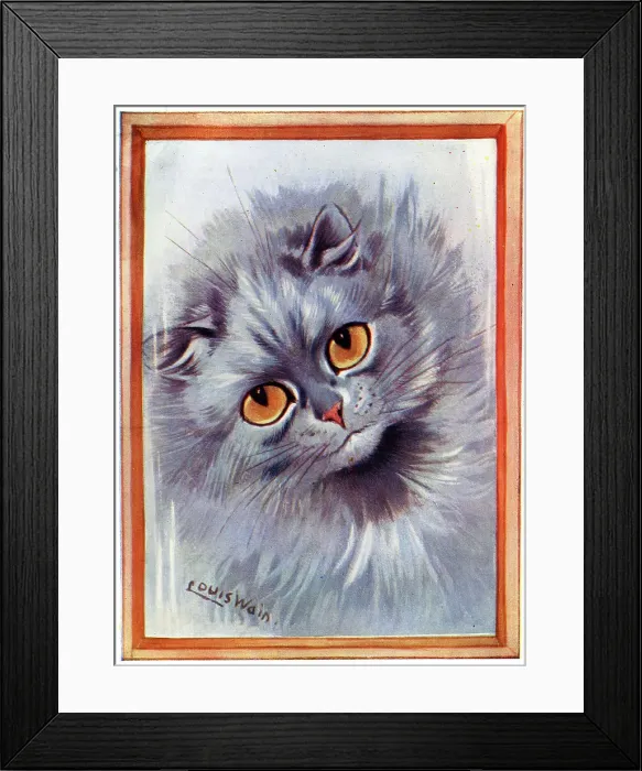 Framed Print : Cat Beauty Reflecting in the Mirror by Louis Wain Framed Print : Cat Beauty Reflecting in the Mirror by Louis Wain